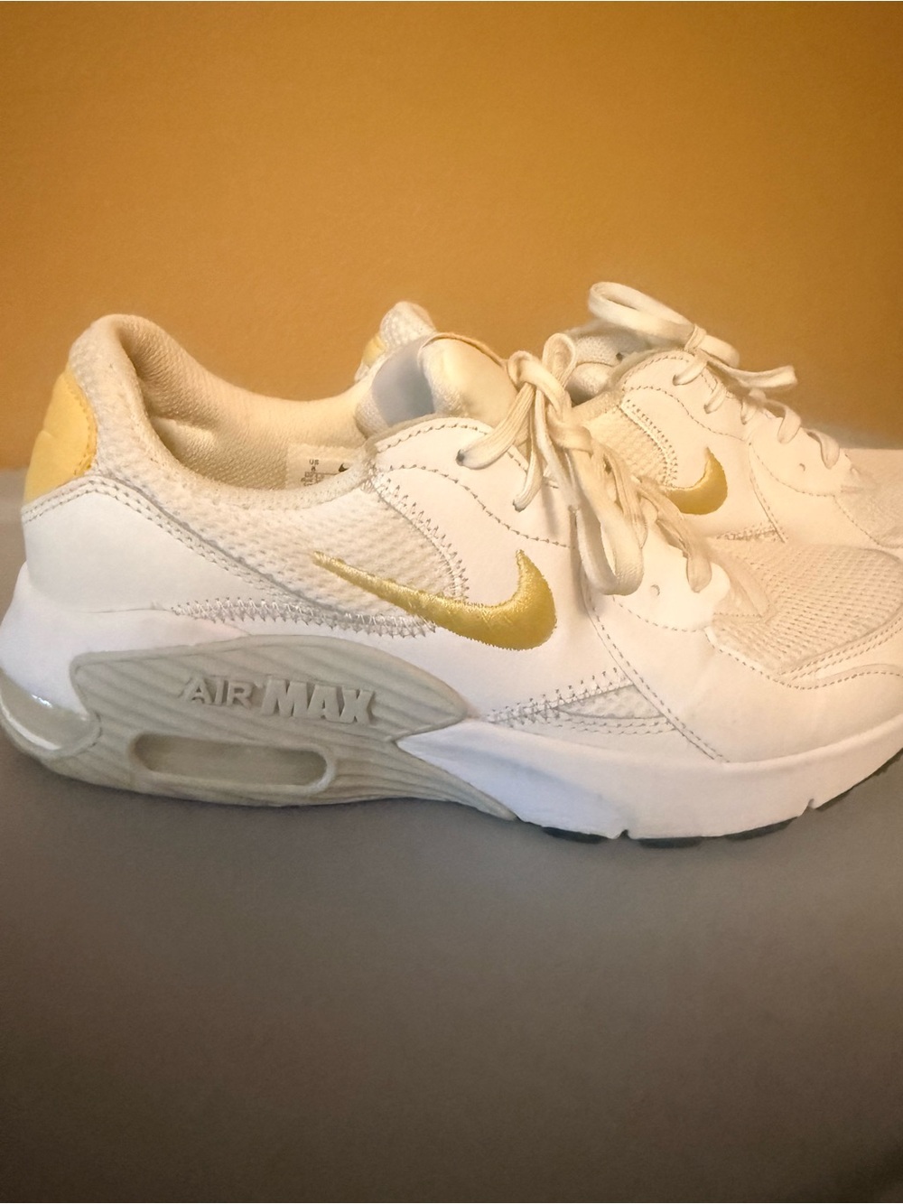 Nike Women's White and Gold Air Max Sneakers